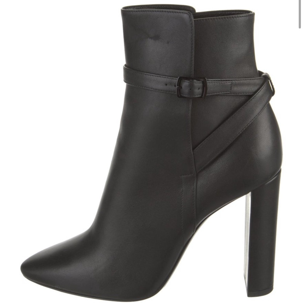 Saint Laurent Black Ankle Boots with Strap Detail